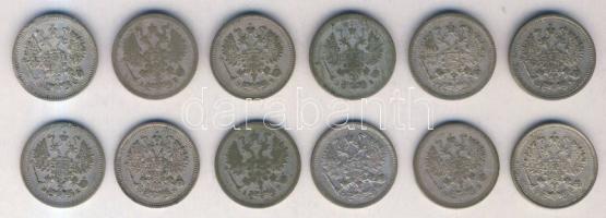 Oroszország 1901-1915. 10k Ag (12x) mind különböző évszámmal T:2,2-,3,3-