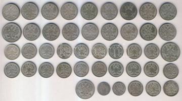 Oroszország 1903-1915. 5k Ag (2x) + 10k Ag (22x) 7 különböző évszámmal + 15k Ag (17x) 5 klf évszámma...