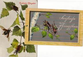 2 db pünkösdi lap cserebogarakkal