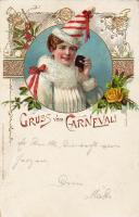 Karnevál, színes litho T3