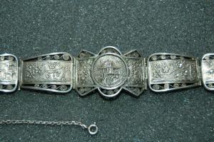 ~1960 Glídes ezüst (Ag) keleti mintás karkötő 32,27 gr dobozban