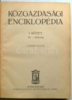 Közgazdasági enciklopédia I. kötet, 4 térképmelléklettel, jó állapotú vászonkötésben