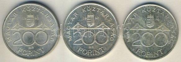 1992-94. 200Ft Ag (3x) "MNB" + "Deák" T:1-,2,2- apró ph