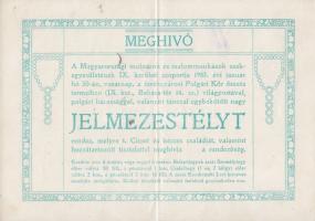 1910 Meghívó táncrenddel a Magyarországi molnárok és malommunkások szakegyesületének Jelmezestélyére