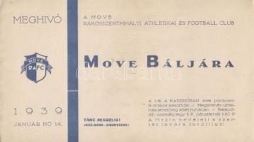 1939 Meghívó A Move Rákosszentmihályi aAhletikai és Football club báljára