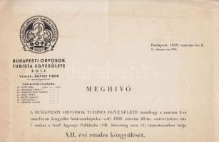 1939 Meghívó A BOTE közgyűlésére