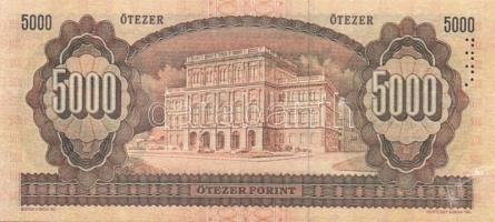 1992. 5000Ft "J" korabeli hamisítványa T:I- papírgyűrődés az egyik saroknál