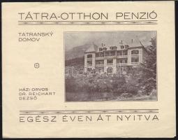 cca 1924 Tátra Otthon pensió reklámnyomtatvány / Tatra pension advertising