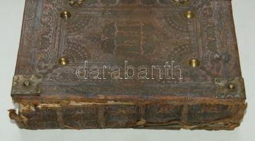 Pongrácz Eszter: Arany Korona képes imádságos könyv. Dombornyomott fatáblás egészbőr kötésben sárgar...