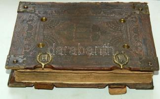 Pongrácz Eszter: Arany Korona képes imádságos könyv. Dombornyomott fatáblás egészbőr kötésben sárgar...