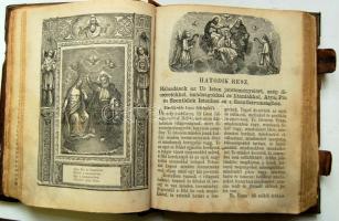 Pongrácz Eszter: Arany Korona képes imádságos könyv. Dombornyomott fatáblás egészbőr kötésben sárgar...