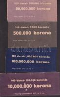 7db bankjegykötegelő szalag a koronarendszerből: 5000K,10.000K,25.000K(2x),100.000K,500.000K!,1.000.000K!