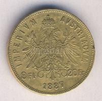 Ausztria 1887. 8Fl/20Fr Au 6,4516g T:2