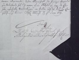 1809 A 33. "Sztáray" tüzérezred tábornoka által aláírt hivatalos levél 6 ex offo letter wi...