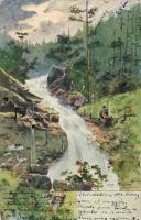 1904. Hosszú címzéses, futott képeslap,  Schima Bandinak címezve