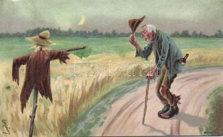 Old scarecrow artist signed litho (Rb)