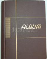 Régi kemény fedelű képeslap album 200 férőhellyel, egyszerű, elegáns kivitelben, szép állapotban