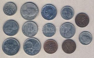 Kanada 1945-2001. 1c (2x) + 5c (3x) + 10c (2x) + 25c (2x) + USA 1970-1995. 1d (2x) + 1c + 5c + 1/4$ T:2+,2,3+