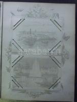 Régi kemény fedelű képeslap album 400 férőhellyel, művészi mintázatú lapokkal, jó állapotban