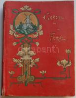 Régi képeslap album 160 férőhellyel, művészi mintázatú lapokkal, díszes dombornyomású borítóval, jó állapotban