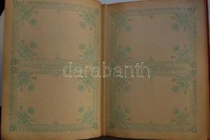 Régi képeslap album 160 férőhellyel, művészi mintázatú lapokkal, díszes dombornyomású borítóval, jó ...