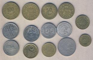 Tunézia 1983-1997. 5M + 10M + 20M (2x) + 50M (2x) + 100M (2x) + 1/2D + 1D T:2,3 + Egyiptom 1972. 5M + 1984. 1P + 10P T:2/3,3