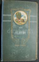 Nagy méretű régi képeslap album 500 férőhellyel, míves borítóval, jó állapotban
