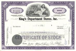 USA / Brockton, Massachusetts 1970. Kings Department Stores Inc. diszkont áruházlánc részvénye T:I