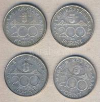 1992-95. 200Ft Ag "Deák" + Magyar Nemzeti Bank" (4x) T:2+,2,3+