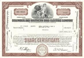 USA / Columbus 1973. Columbus And Southern Ohio Electric Company gépkocsigyár részvénye T:II
