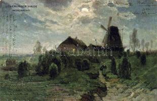 1905. Lüneburg környéki - malmot ábrázoló - futott képeslap Schima Bandi saját kezű írásával