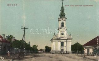 Békés Katolikus templom Lőwy és Goldstein üzletével (EK)