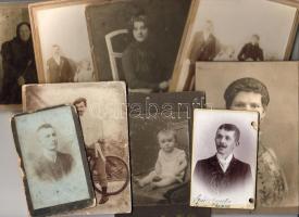 7 db nagy alakú és 2 db kis alakú 1800-as évek végi keményhátú fotó