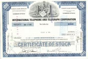 USA / New York 1973. International Telephone And Telegraph Corporation telekommunikációs vállalat részvénye T:I-