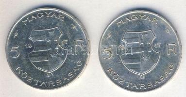 1947. 5Ft Ag (2x) "Kossuth" T:2