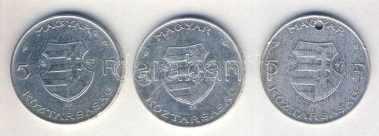 1947. 5Ft Ag (3x) "Kossuth" T:3 ph. ly