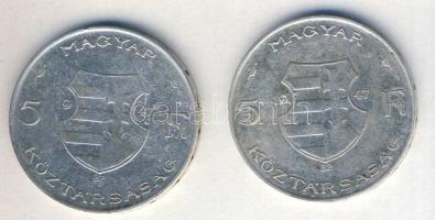 1947. 5Ft Ag (2x) "Kossuth" T:3 ph