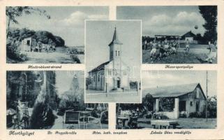 Horthyliget hadirokkant stranddal, Lebeda Géza vendéglőjével, a Dr. Rogyák-villával és sportpályával (EK)