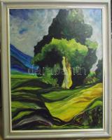 Winkler Attila kortárs festő: Platánfa, olaj-vászon, jelzett, keretben 70x90cm