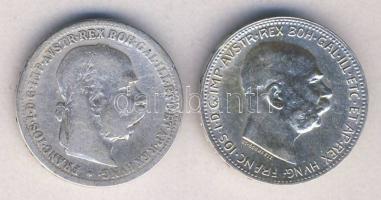 Ausztria 1893. 1K Ag + 1916. 1K Ag T:3,2+ kis ph