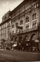 Budapest VII. Excelsior Szálló Martos szűcs áruházával, a Goldner cukrászdával és a Szent Rókus gyógyszertárral