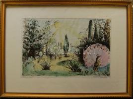 Ruzicskay György (1896-1993): Álomkert, vegyes technika-papír, jelzett, keretben  55x45cm