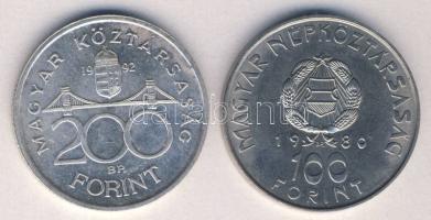 1980. 100Ft "Szovjet-magyar közös űrrepülés" T:BU + 1992. 200Ft Ag "MNB" T:2+