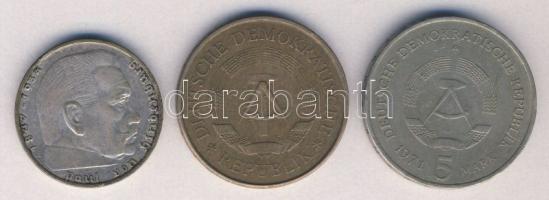 Német 3. Birodalom 1939A 2M Ag "Hindenburg" T:3 ph. + NDK 1969-71. 5M (2x) T:3 ph