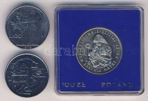 Olaszország 1979,1982. 100L (2x) + Lengyelország 1985. 100Zl T:1