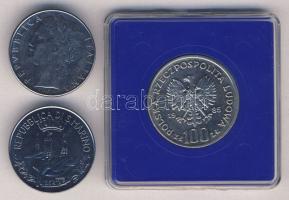 Olaszország 1979,1982. 100L (2x) + Lengyelország 1985. 100Zl T:1