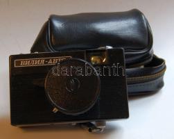 Régi orosz ABTO márkájú fényképezőgép tokkal, leírással