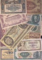 Vegyes bankjegy tétel, 1900-as évek elejétől: Magyarország, Oroszország, Jugoszlávia, Németország pénzei, összesen 25db T:vegyes