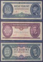Forgalomból kivont forint bankjegyek: 1962. 10Ft (2x) + 1980. 20Ft +  1992. 100Ft (2x) + 1990. 500Ft + 1996. 1000Ft + 1990. 5000Ft + 2007. 200Ft (2x) T:III