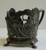 Szecessziós ón pohárfogó (apró hibák) / Art nouveau tin glass holder  8 cm